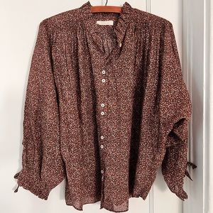 Doen Rose Top in Rust Ditzy Floral, size S.